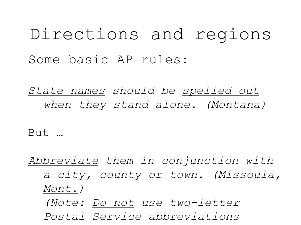 directions and regions 3