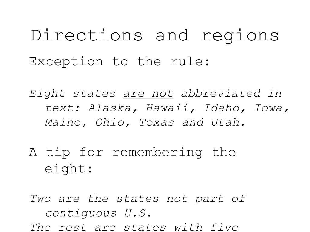 directions and regions 4