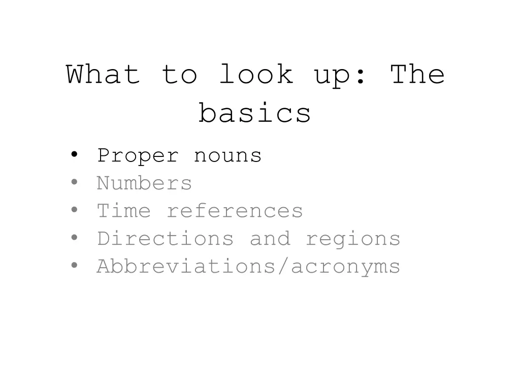 what to look up the basics proper nouns numbers