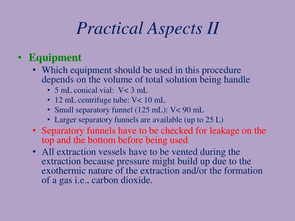 practical aspects ii