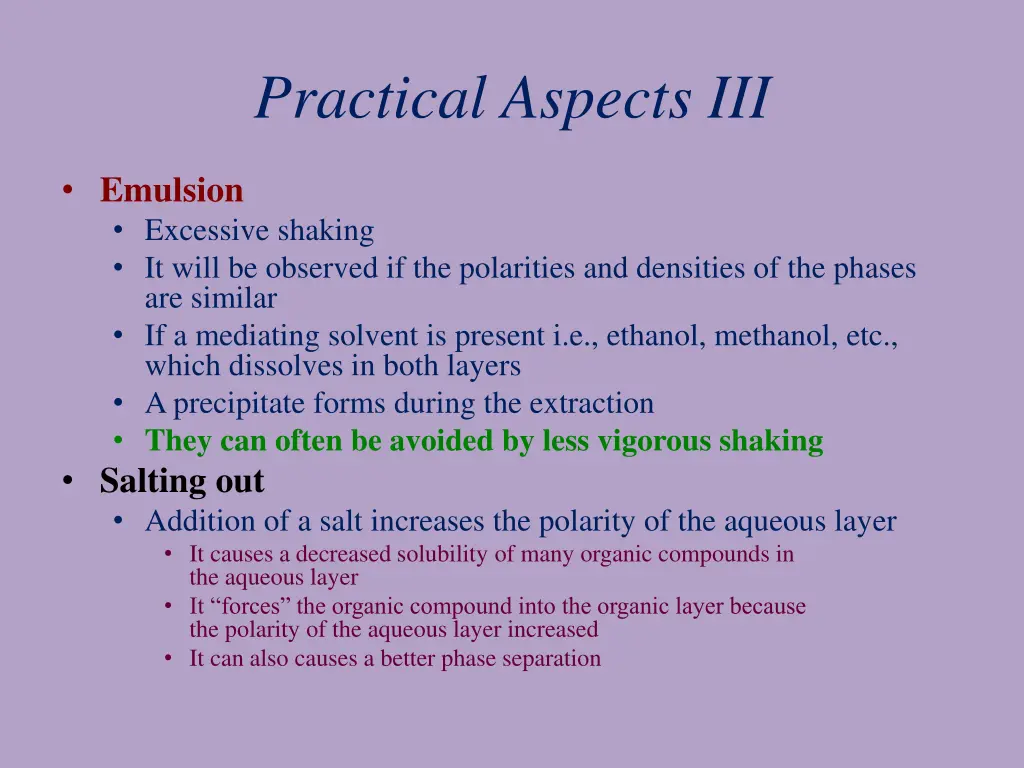 practical aspects iii