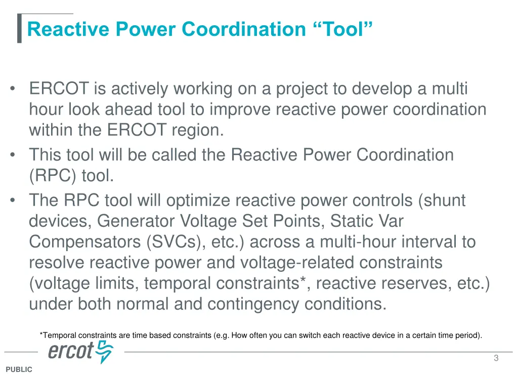 reactive power coordination tool