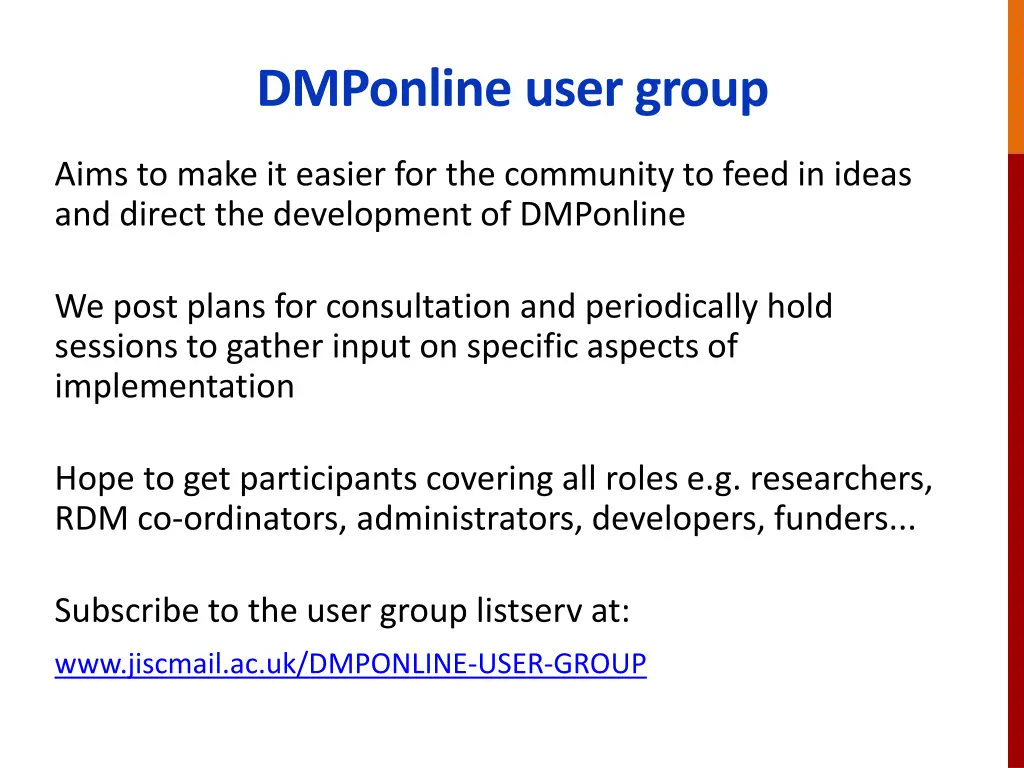 dmponline user group