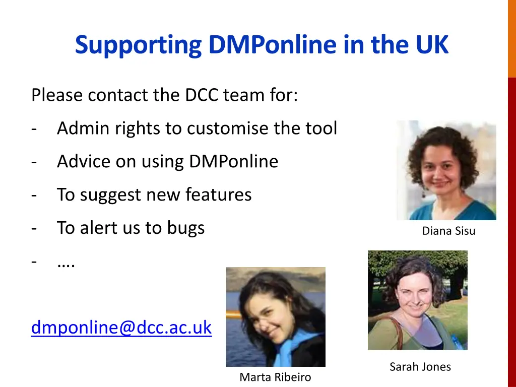 supporting dmponline in the uk