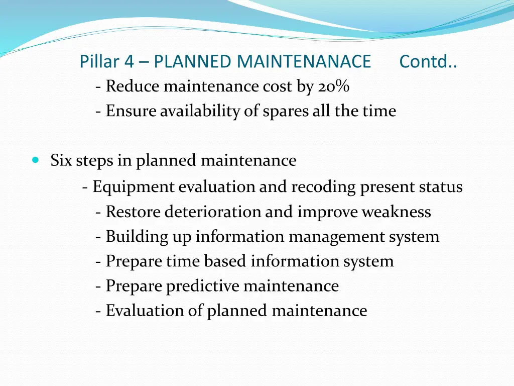 pillar 4 planned maintenanace contd reduce