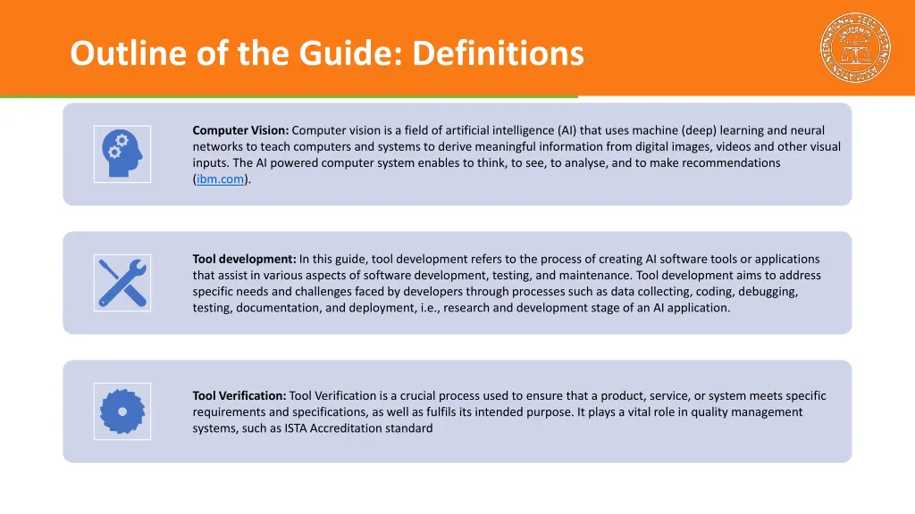 outline of the guide definitions