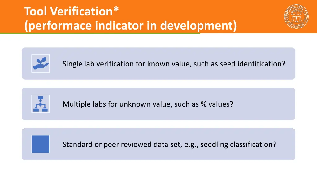 tool verification performace indicator