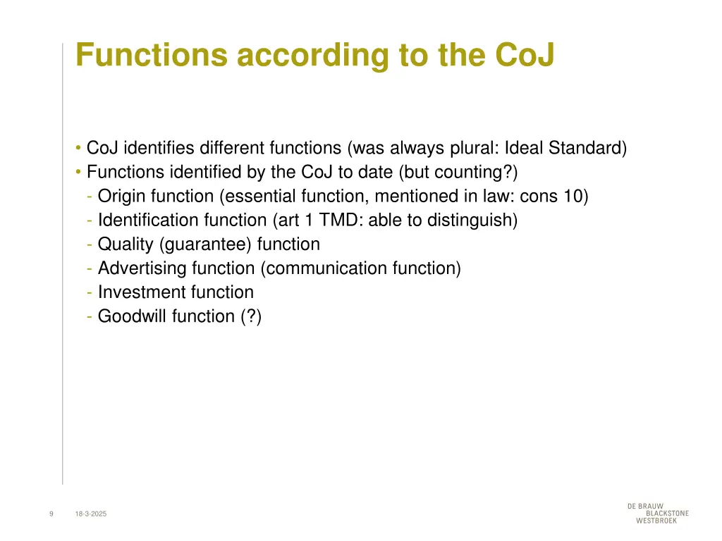 functions according to the coj