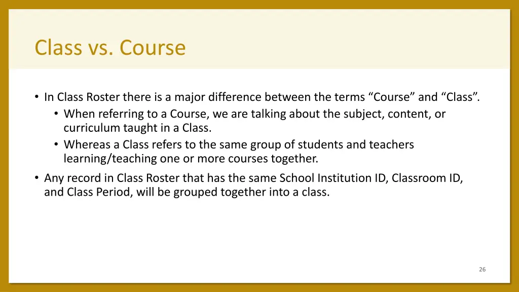 class vs course