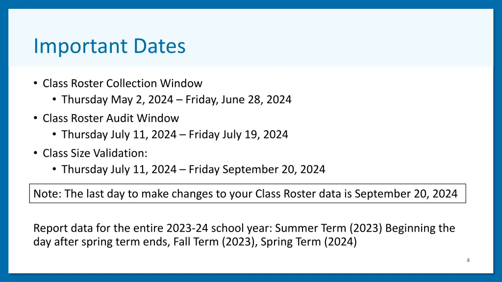 important dates