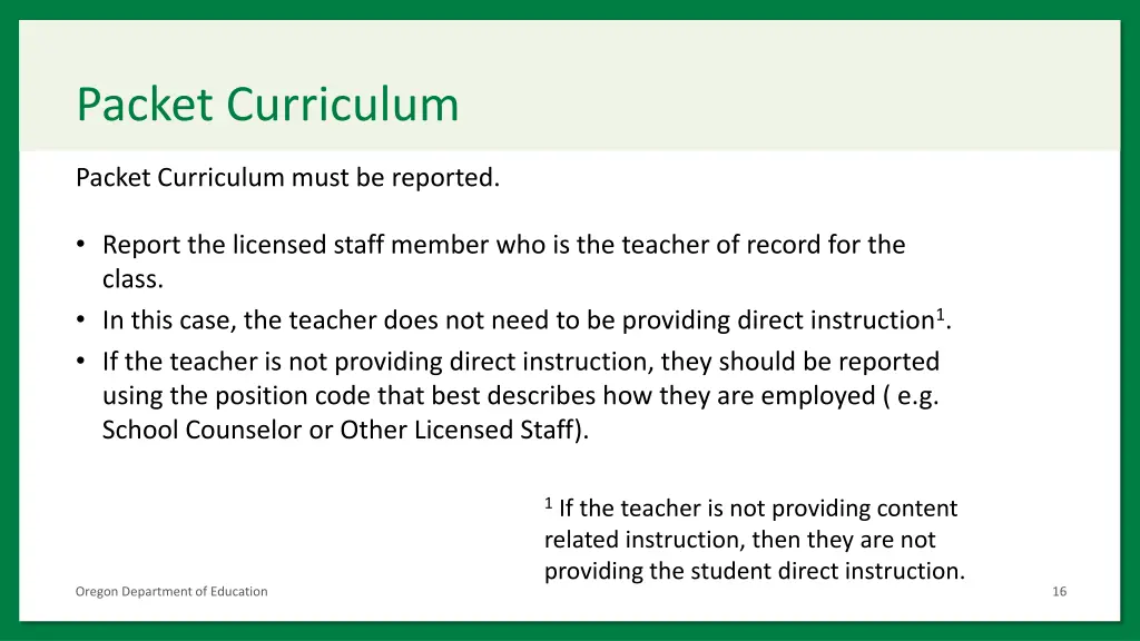 packet curriculum