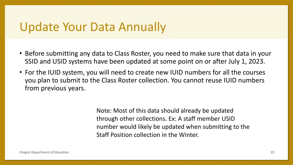 update your data annually