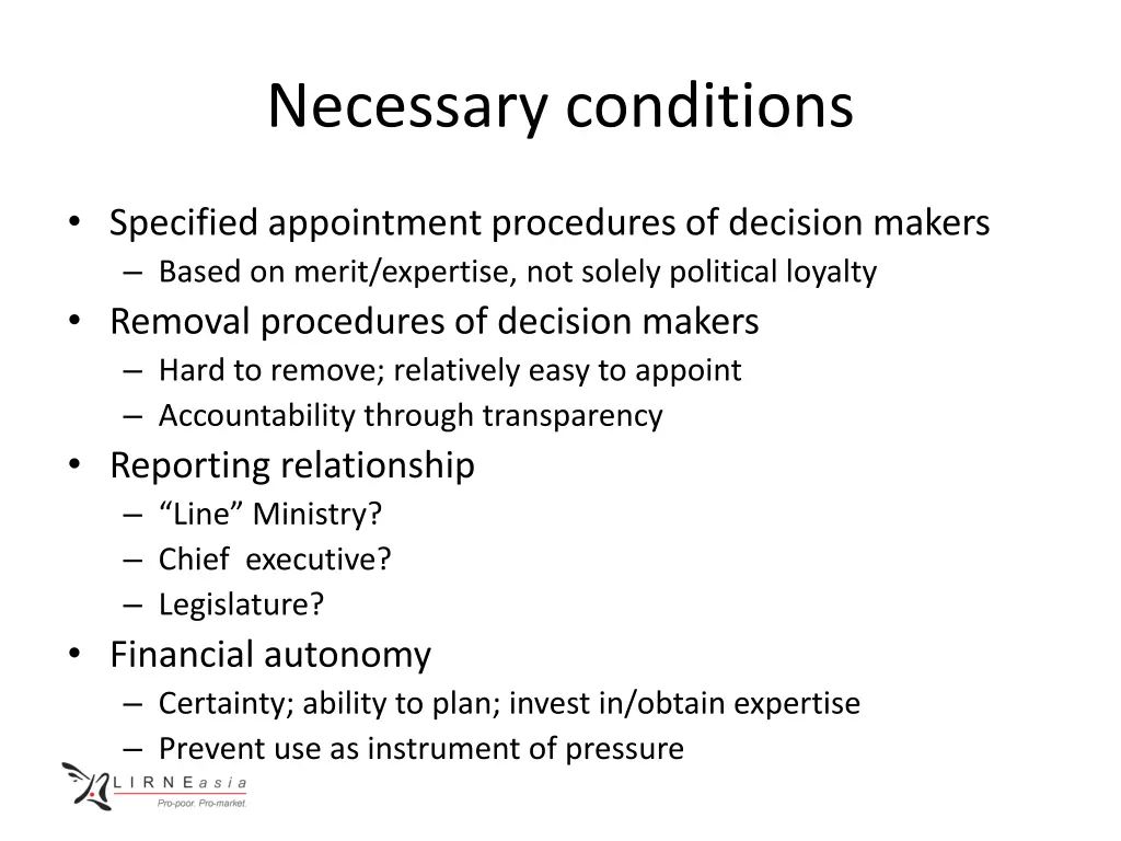 necessary conditions
