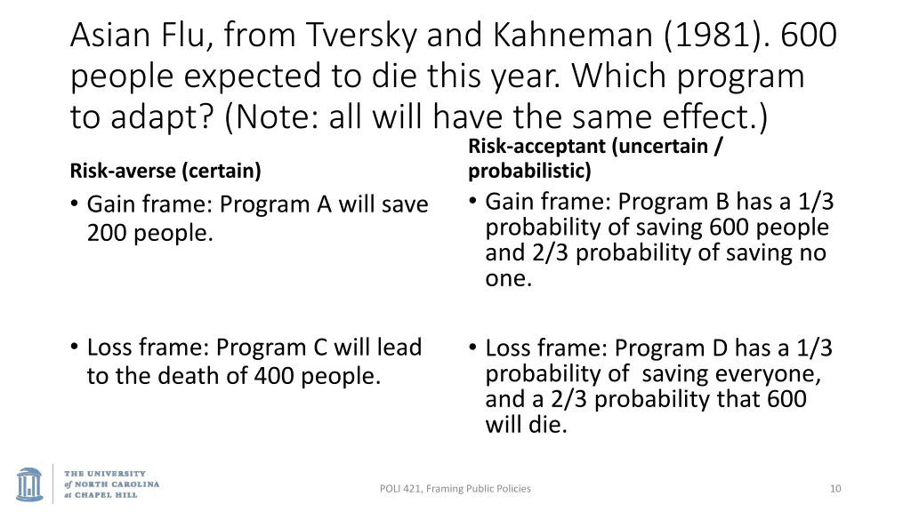 asian flu from tversky and kahneman 1981