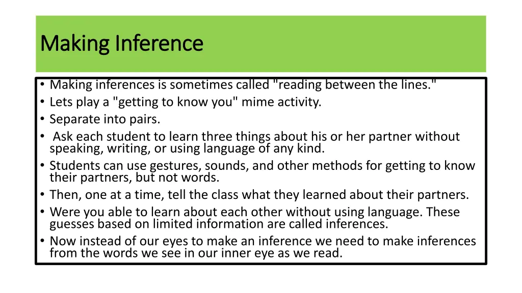 making inference making inference