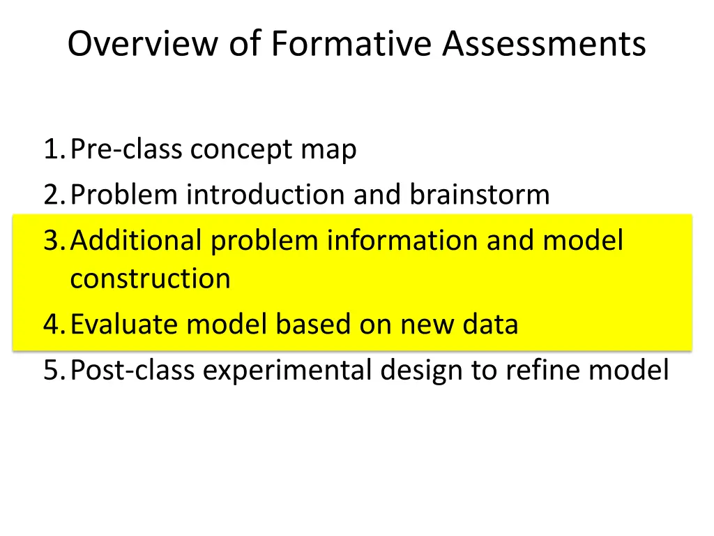 overview of formative assessments