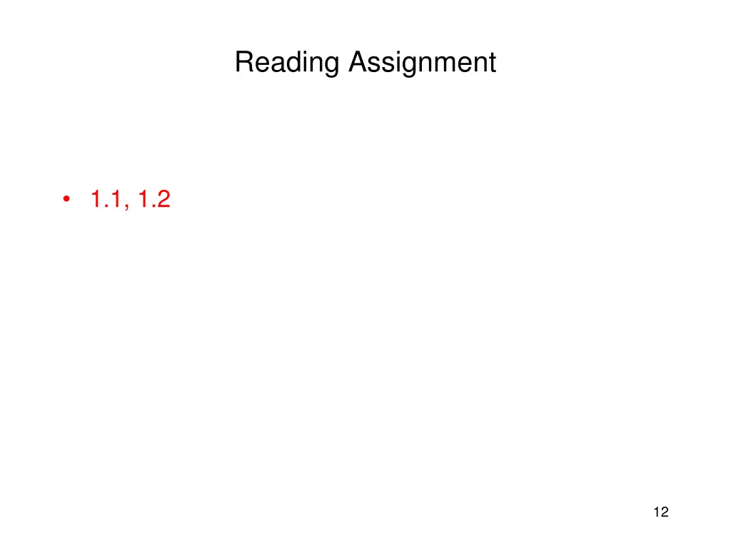reading assignment