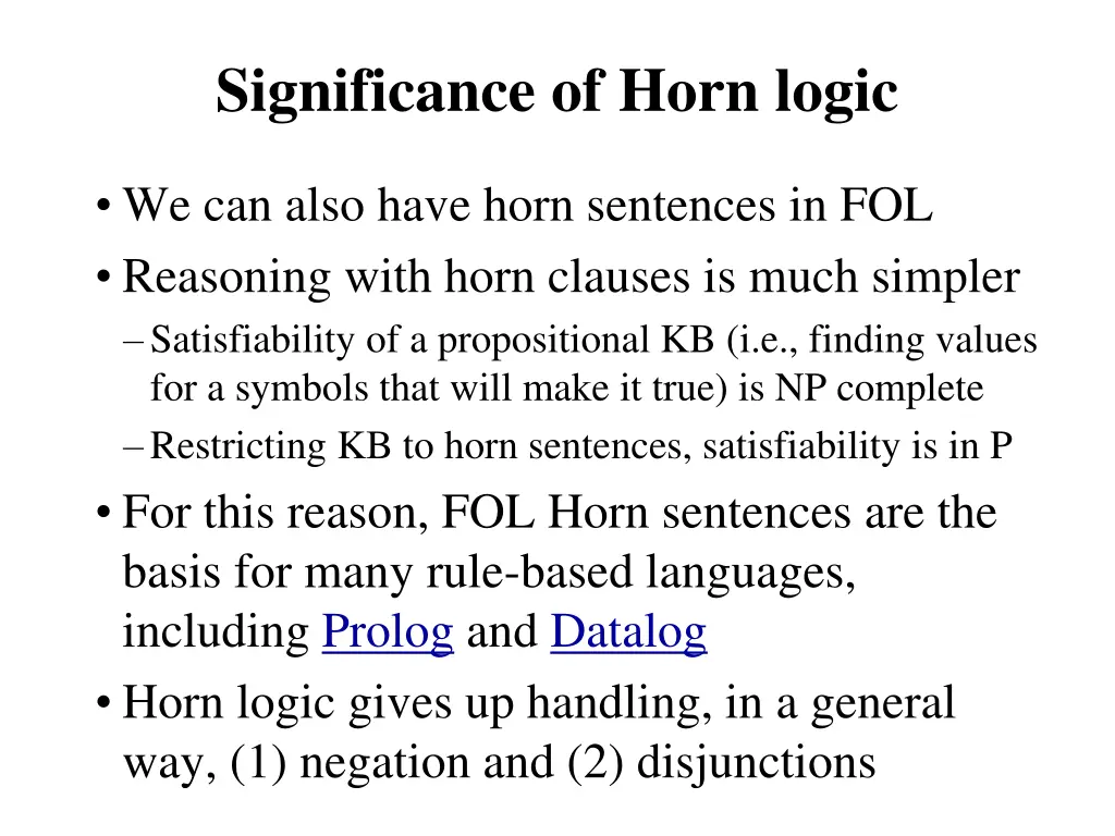 significance of horn logic
