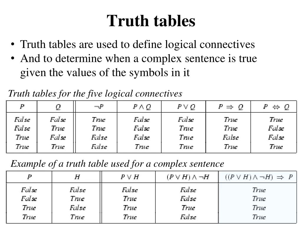 truth tables