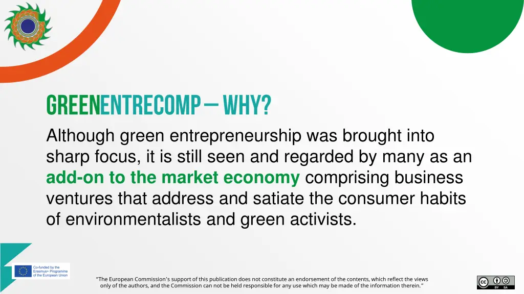 although green entrepreneurship was brought into