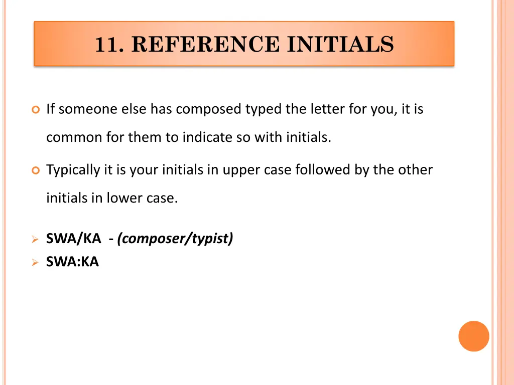 11 reference initials
