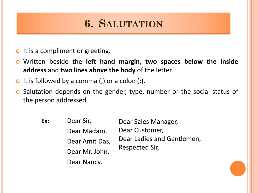 6 s alutation
