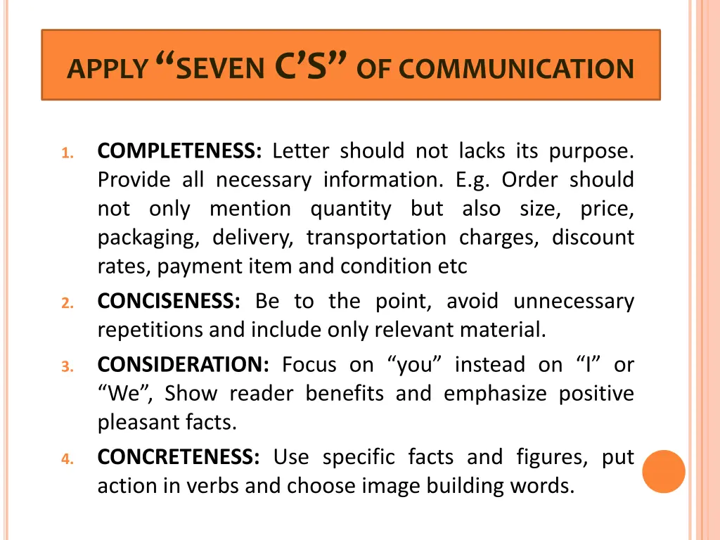 apply seven c s of communication