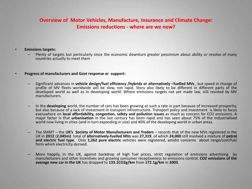 overview of motor vehicles manufacture insurance 9