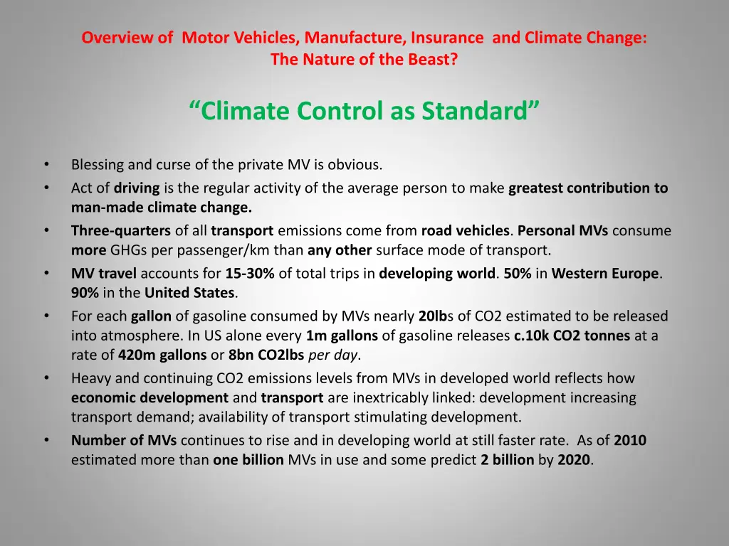 overview of motor vehicles manufacture insurance