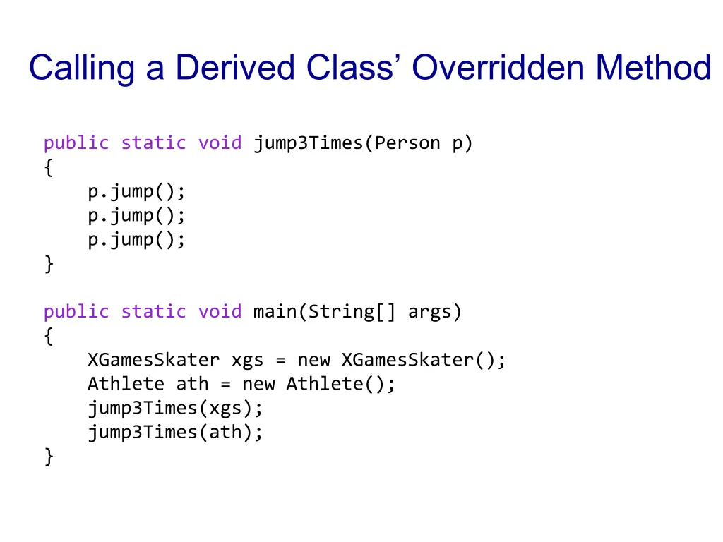 calling a derived c lass overridden method
