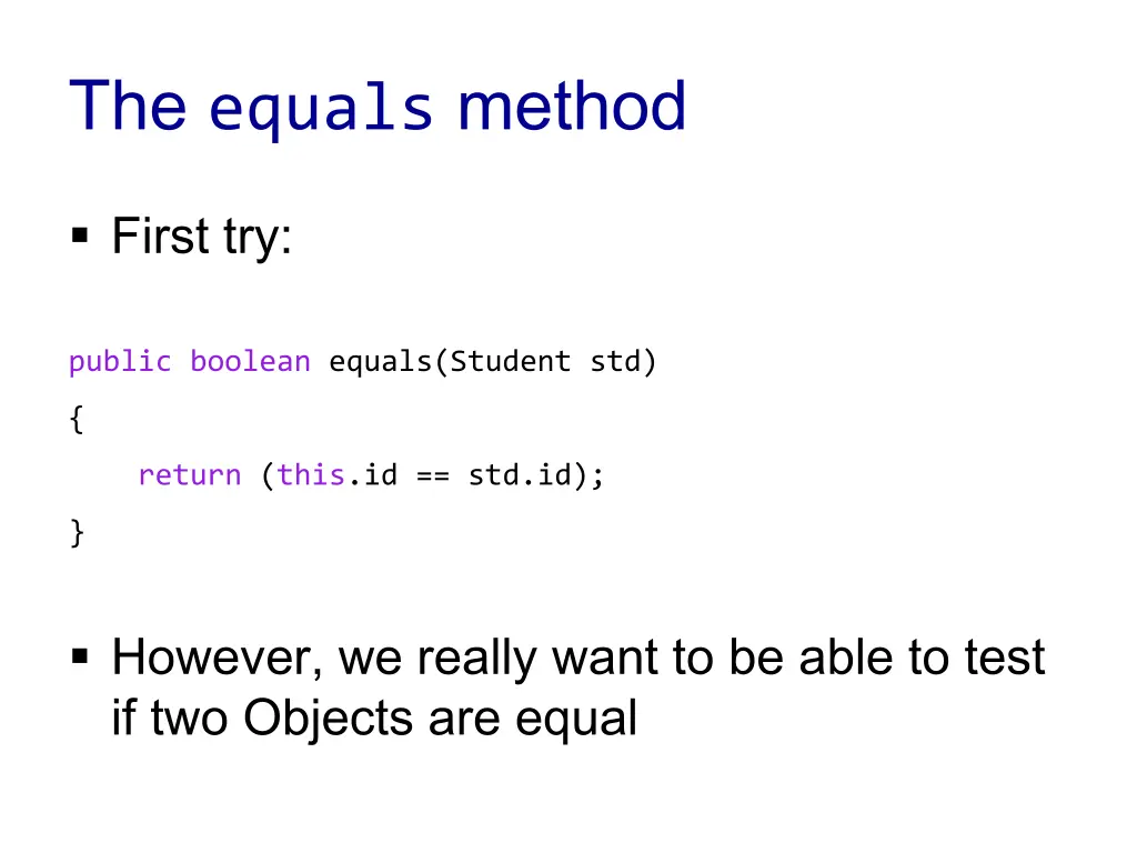 the equals method