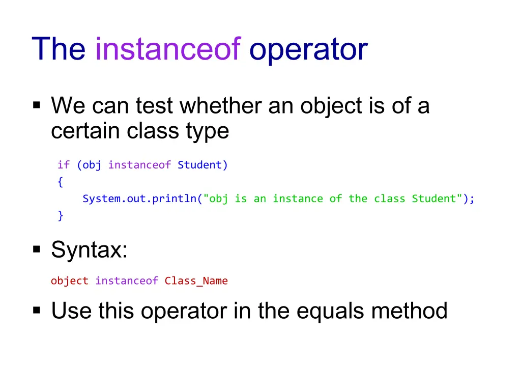 the instanceof operator