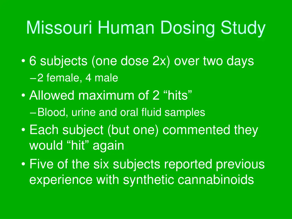 missouri human dosing study