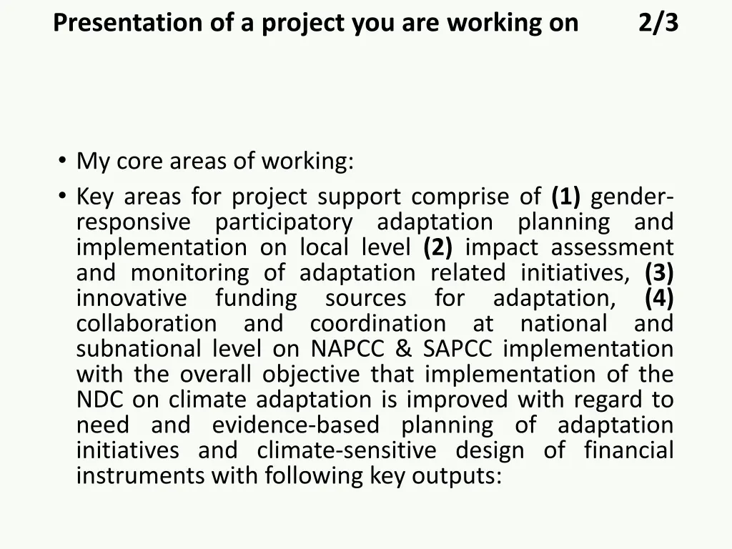presentation of a project you are working on 1