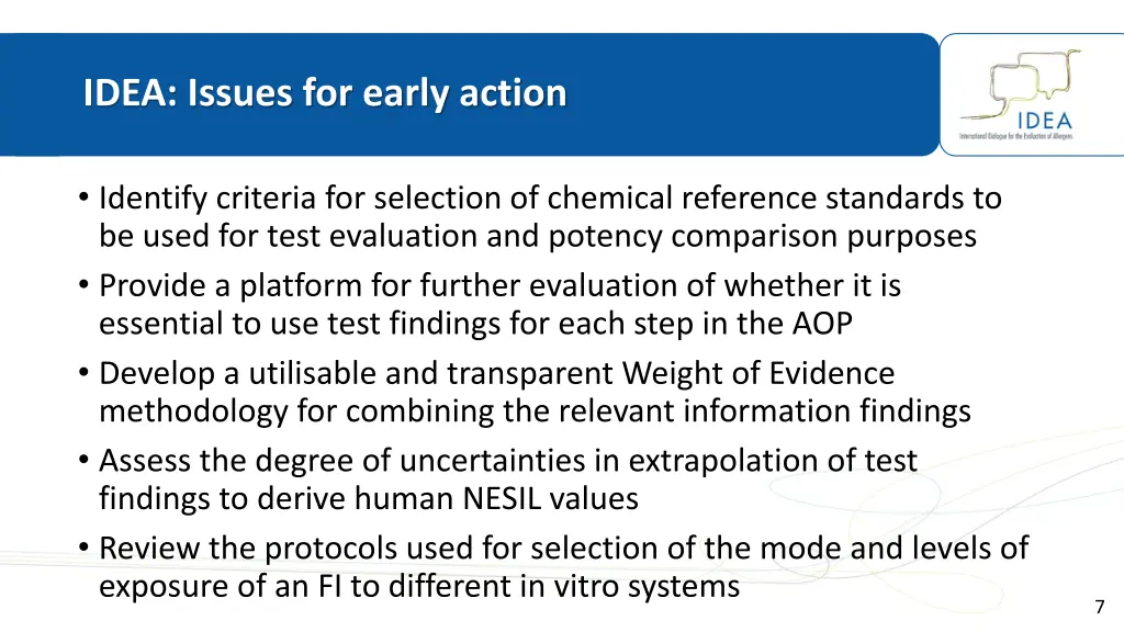 idea issues for early action