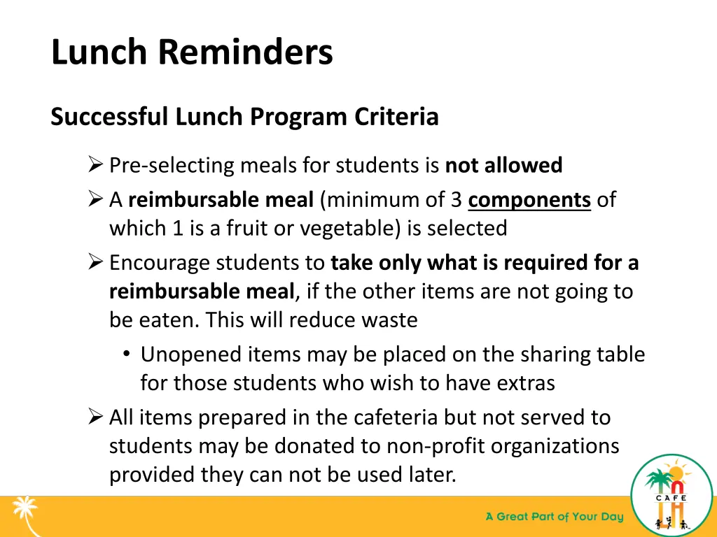 lunch reminders