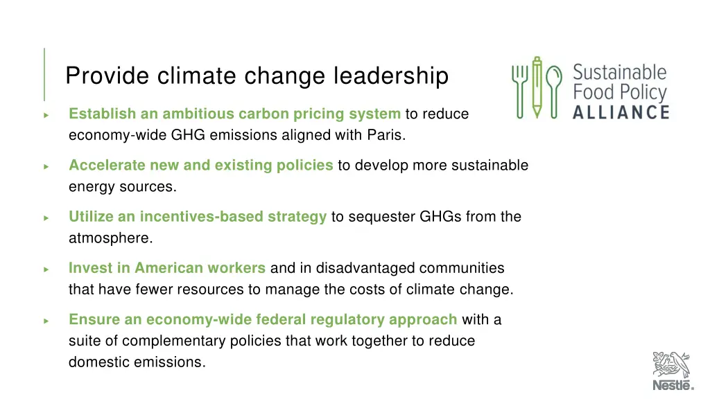 provide climate change leadership
