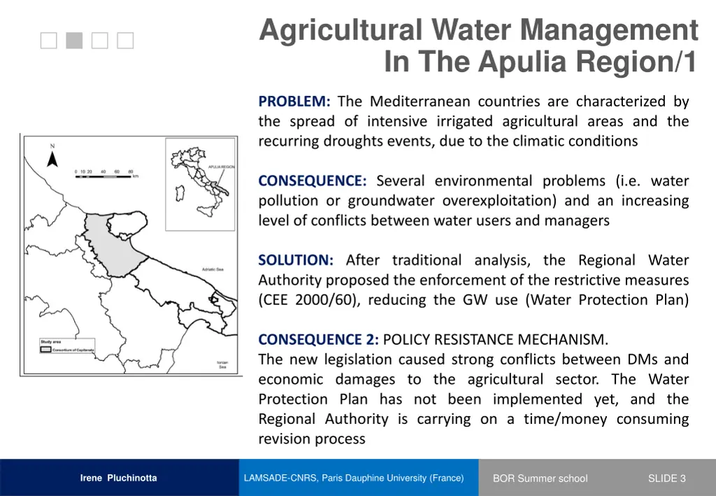 agricultural water management in the apulia