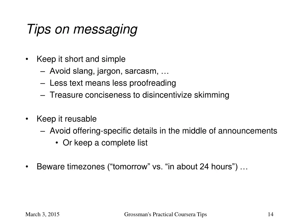 tips on messaging