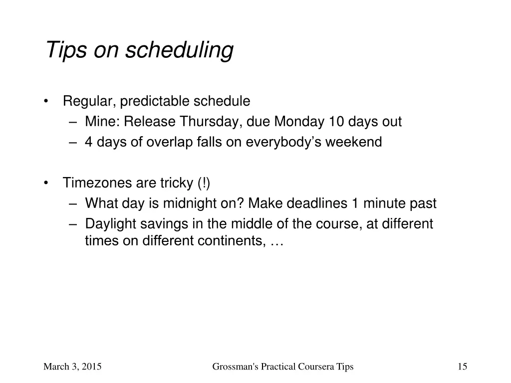 tips on scheduling