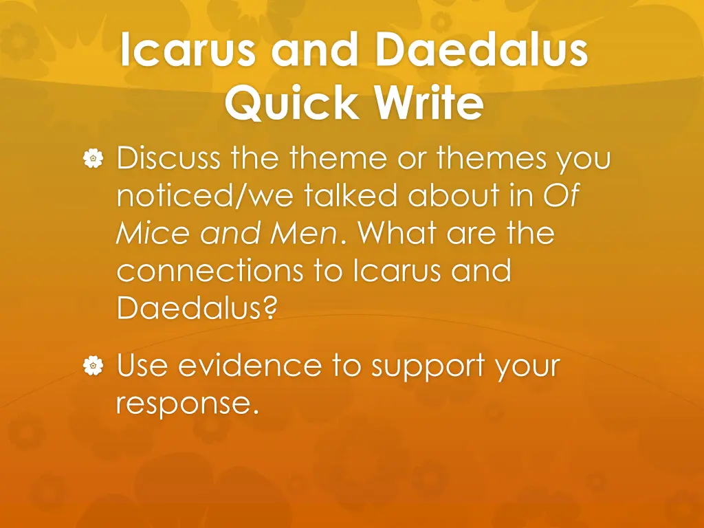 icarus and daedalus quick write discuss the theme