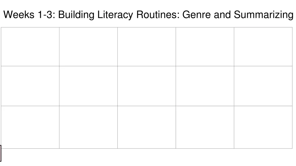 weeks 1 3 building literacy routines genre