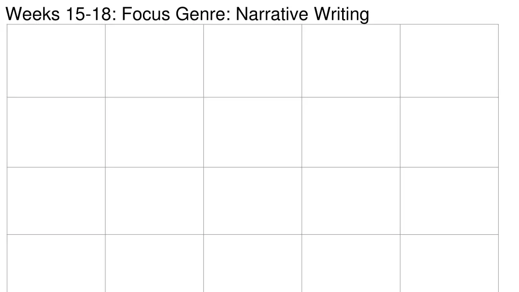 weeks 15 18 focus genre narrative writing