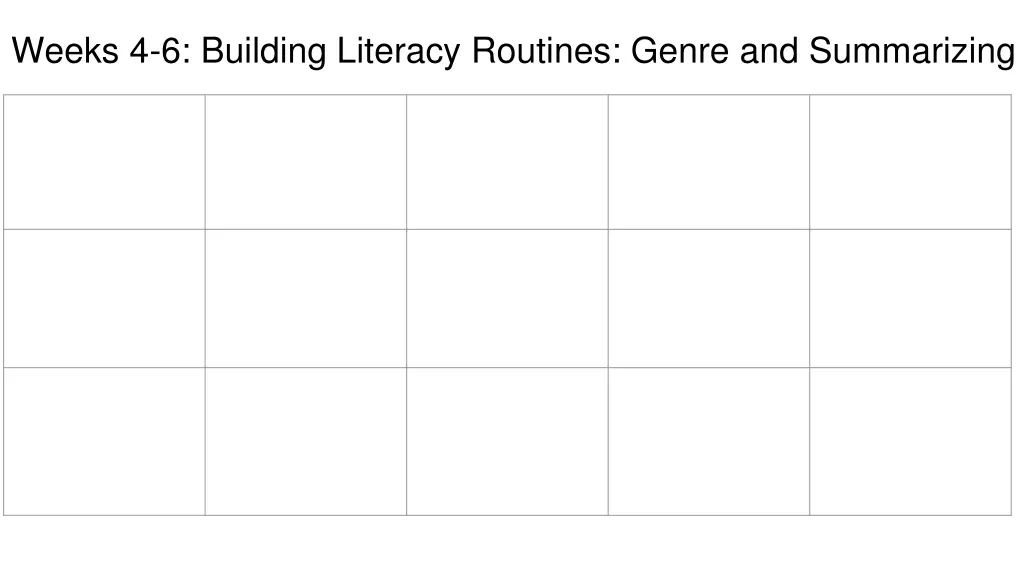 weeks 4 6 building literacy routines genre