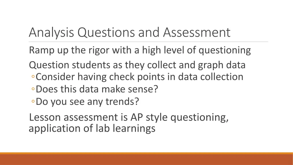 analysis questions and assessment ramp
