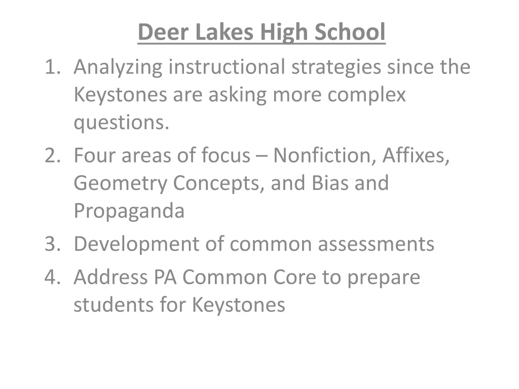 deer lakes high school 1 analyzing instructional