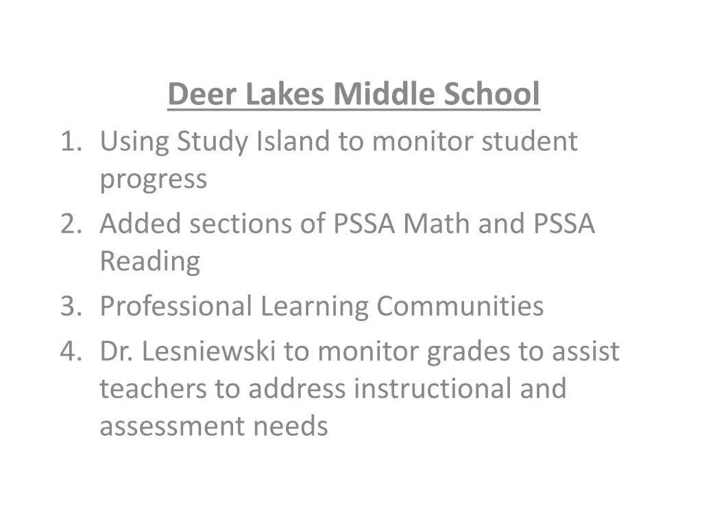 deer lakes middle school 1 using study island
