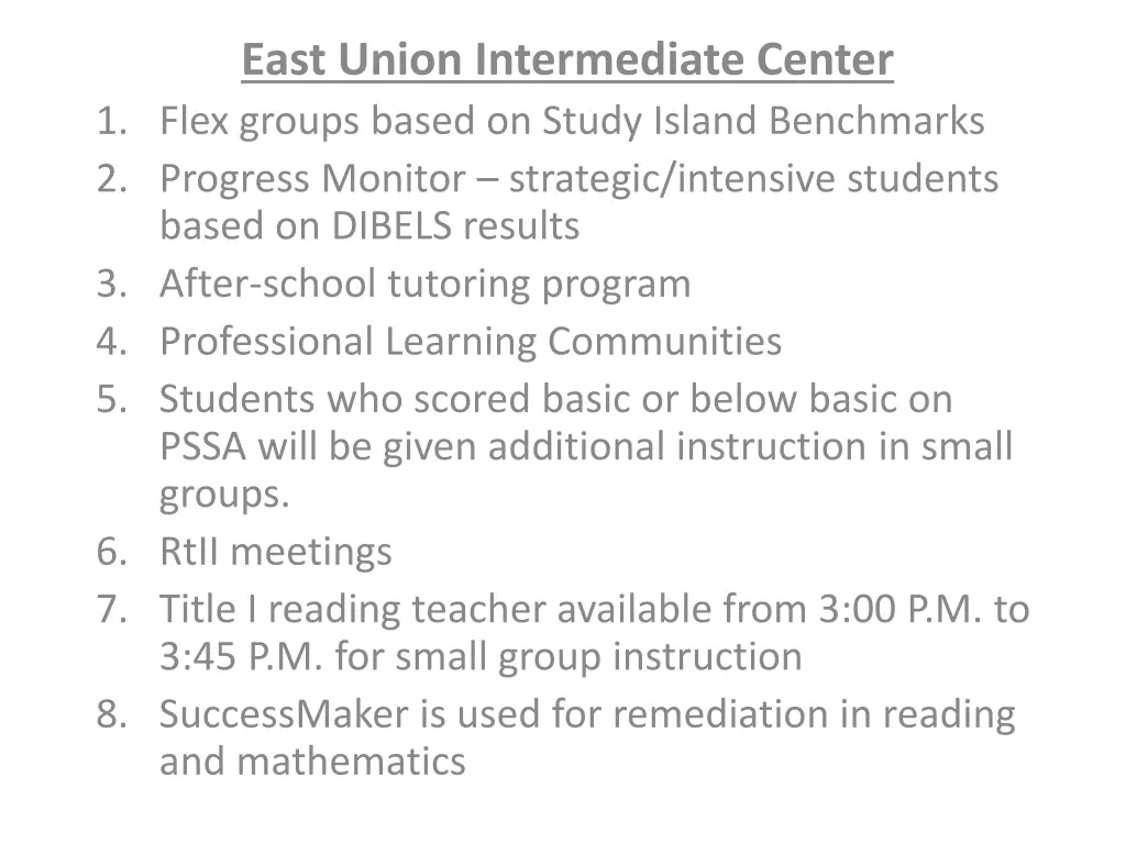 east union intermediate center 1 flex groups