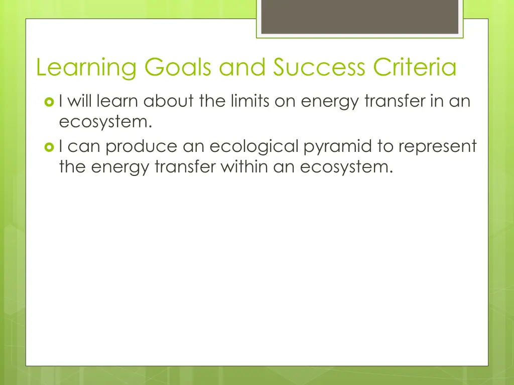 learning goals and success criteria