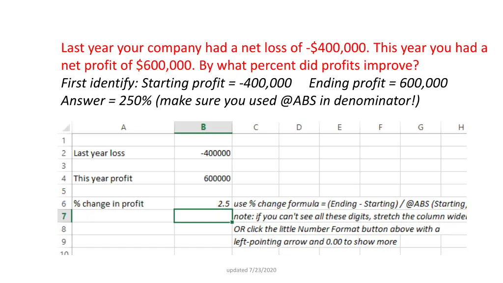 last year your company had a net loss 1